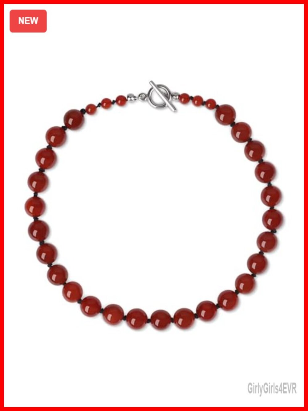 Chunky Beaded Gemstone Necklace with OT Clasp